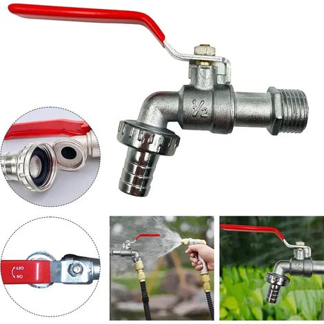 (xclt-1PCS) Robinet d'irrigation de jardin en laiton 1/2 pouce, robinet d'eau pour réservoir IBC, vanne de rechange antigel, accessoires pour balcon extérieur (1/4)