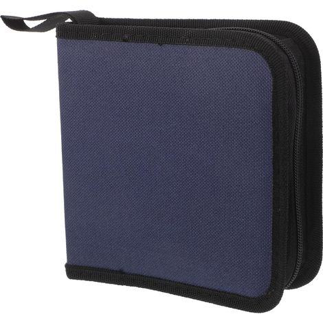Organiseur de CD et Dvd en Tissu Oxford Bleu, Capacité 40 Disques, Portefeuille Portable Fermeture Éclair pour Rangement Professionnel et Transport Facile (1/5)