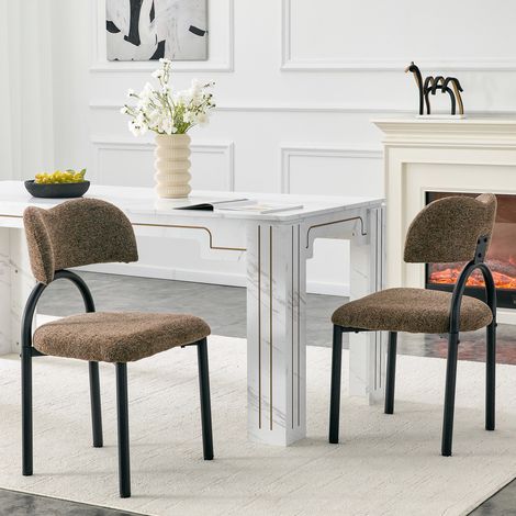 Juego de 2 sillas de comedor con asiento y respaldo tapizados, sillas modernas con estructura de metal negro, solo las sillas, la mesa no está incluida. (1/5)