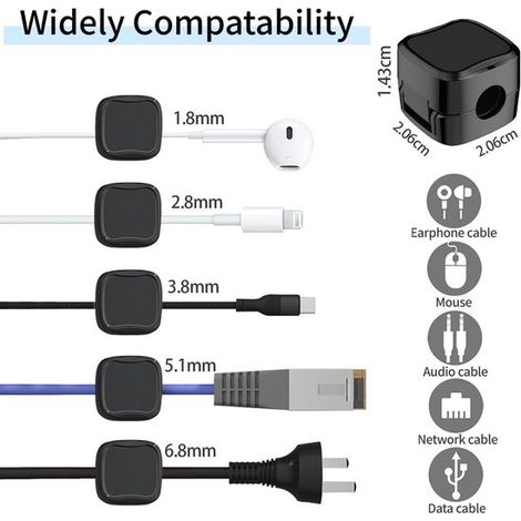 12 magnetische Kabelhalter Schreibtisch-Organizer Selbstklebend Kabelmanagement Kabelclips Kabelorganizer für Schreibtisch Nachttisch Auto Weiß (1/4)