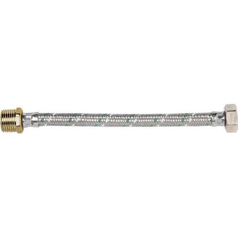 Attacchino flessibile inox interno in silicone maschio - femmina  Diametro: M1/2 - F3/8 - Lunghezza: 250 mm (1/3)