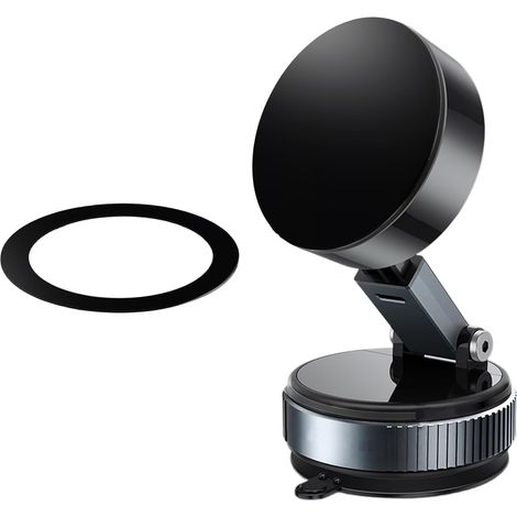 Supporto per telefono da auto con ventosa, supporto magnetico girevole a 360°, regolabile e pieghevole, ideale per specchi da doccia e attrezzature fitness, colore nero. (1/5)