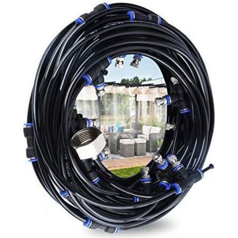 Nebelsystem für den Außenbereich, 8 m Terrassen-Nebelsystem mit 7 Nebeldüsen + 2 Ersatzdüsen + 1 Adapter (Messing, 3/4 Zoll) (1/5)