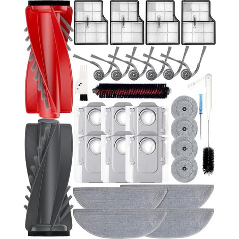 For Roborock SAROS 10 / G30 - 30 Piece Accessory Set: 2 Roller Brushes, 6 Side Brushes, 4 Filters, 4 + 4 Mop Pads, 6 Dust Bags, 1 Self Cleaning Brush (1/5)