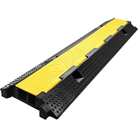 Rampe de protection de câble, 2 canaux en caoutchouc, 100 x 25 x 5 cm, couverture de câble de sol robuste, capacité de charge de 4,989,5 kg, protection de câble d'extérieur (1/5)