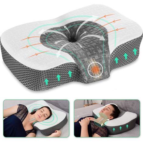 Oreiller Ergonomique Cervical, Oreiller Mémoire Forme, Coussin Mémoire Forme, Oreillers Cervicales, Hauteur Réglable, Blanc (1/5)
