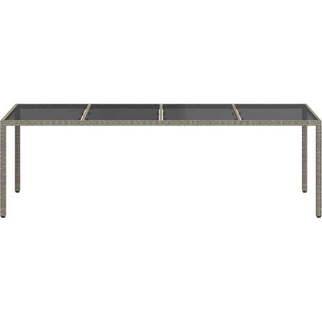 Table de jardin Table d'appoint, Table de Balcon, Gris 250x100x75 cm Verre trempé et poly rotin OIB6156E (1/4)