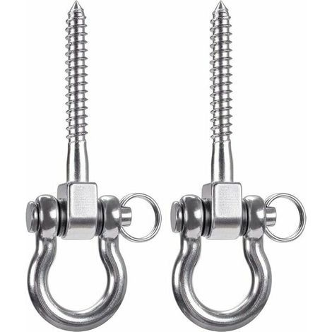 Lot de 2 crochets de plafond robustes en acier inoxydable 304, crochets de suspension avec vis pour bois, yoga, chaise suspendue, sac de boxe, hamac, fauteuil, roulement (1/5)
