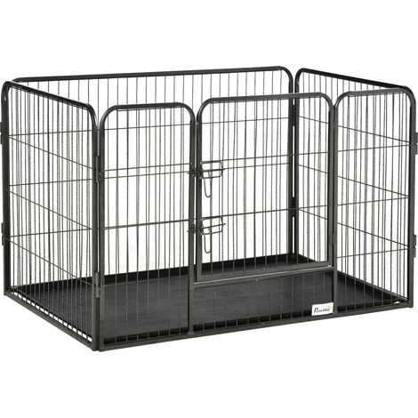 Box per Cani in Metallo con Porta e Vassoio sul Fondo, 109x74x71cm, Grigio