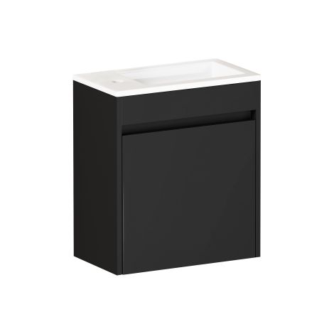 Meuble Lave Mains WC Meuble lavabo  déjà monté Noir 46cm, avec Miroir