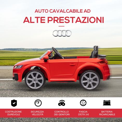 Voiture électrique sous licence Audi TT adaptée aux enfants de 3 à 5 ans, avec télécommande et phares LED, dimensions : 102 x 60 x 44 cm, rouge. (1/5)