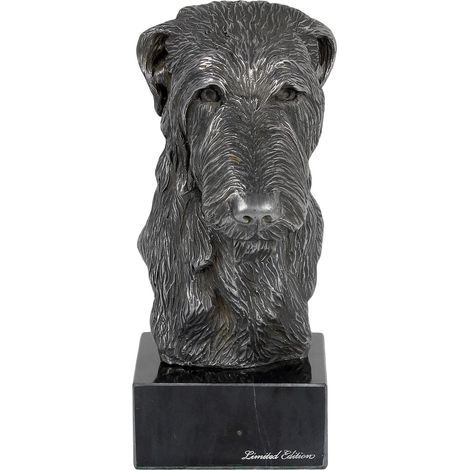 Levriero scozzese, Deerhound - statuetta su marmo, ricoperta di metallo argentato, realizzata a mano, marchio Art-Dog (1/5)