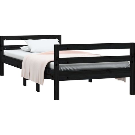 vidaXL Giroletto Nero 75x190 cm in Legno Massello di Pino (1/4)