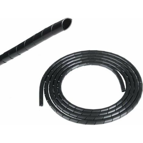 Gaine spiralée diamètre 11mm x 14mm longueur 1m spirale plastique noir protection câble fil électrique (1/3)