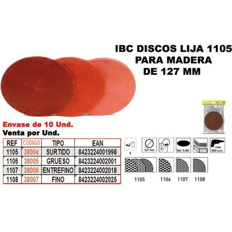 FPLUS ibc finstock 1-108   5 discos lija 127mm madera finos , ibc finstock 1-108   5 discos lija 127mm madera finos