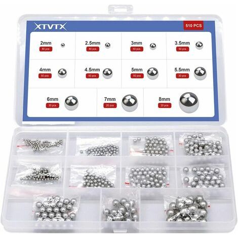 510-teiliges Chromstahl-Kugellager-Set – 11 Größen von 2 mm bis 8 mm – Hohe Präzision für Fahrräder und Motoren – Inklusive Aufbewahrungsbox (1/5)