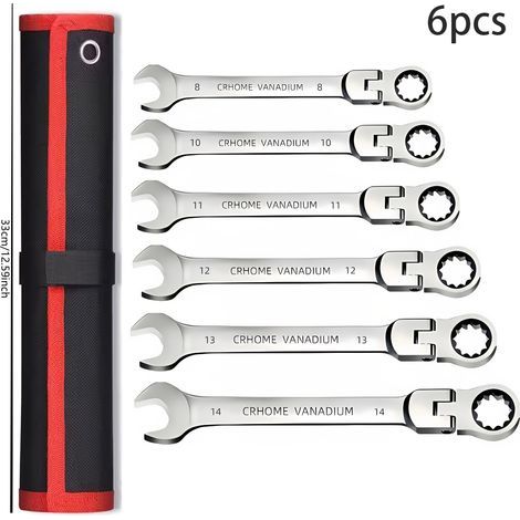 1 jeu de clé à cliquet à tête mobile, 72 dents, pivotement à 180°, en acier chrome-vanadium durable - Outil essentiel pour réparations domestiques (1/5)