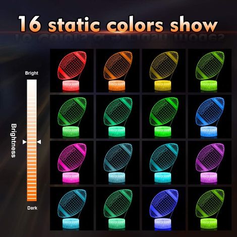 Veilleuse de football 3D : Un cadeau pour les garçons et les filles, avec télécommande tactile, plusieurs réglages de luminosité de couleur et alimentation par batterie (football). (1/5)