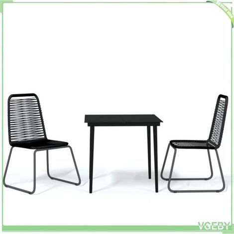 Ensemble à manger de jardin - FAFEICY - 3099095 - Noir - Acier enduit de poudre - 3 pcs (table 80x80 cm) (1/5)