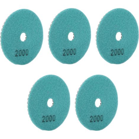Kit de 5 disques de polissage diamantés humides de 10 cm (4 pouces) à grain doux pour marbre, granit et céramique, grain 2000 (1/5)