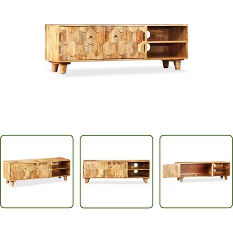 Meuble en bois -  Meuble TV Bois massif de manguier 118 x 35 x 40 cm (1/5)