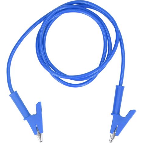 Pince crocodile double extrémité 10mm pour test batterie véhicule câble de mesure bleu (1/5)