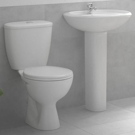 Signature QuikPak Bathroom Suite with Close Coupled Toilet and Basin - 1 Tap Hole (1/5)