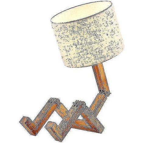 Lampe de table pliante en bois en forme de robot (1/4)