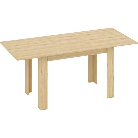 Table de salle à manger extensible rectangulaire, 140-180 x 80 cm, pour 6 à 8 convives, effet bois naturel, meuble de cuisine moderne. (1/5)