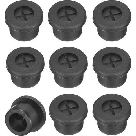 APEX Lot de 12 œillets de câble de bureau en caoutchouc, 12 mm, cache-trou de câble flexible pour bureau et plans de travail, organiseur de fils silencieux avec port de câble serré – Noir (1/5)