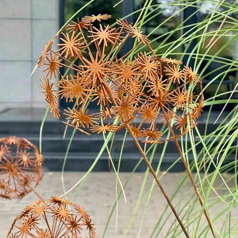 Lot de 2 décorations de jardin en acier Corten - Décoration de jardin - En métal - Coquelicot rouillé - Tuteur de jardinière - Piquet de jardin naturel - Printemps (B)
