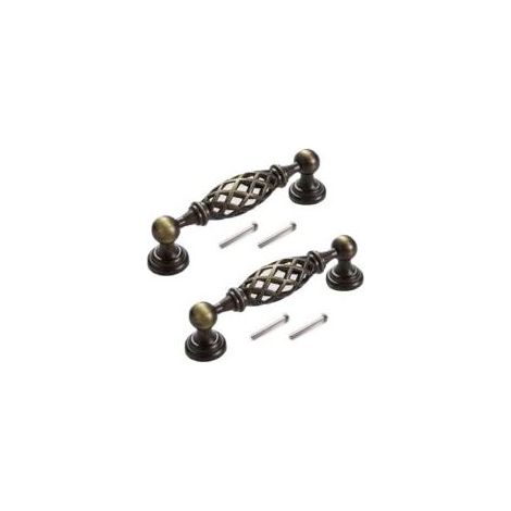 Set aus 2 bronzenen Möbelgriffen, 96 mm, Antik-Stil für Schränke und Schubladen, Vintage-Dekoration, Crezuo (1/4)