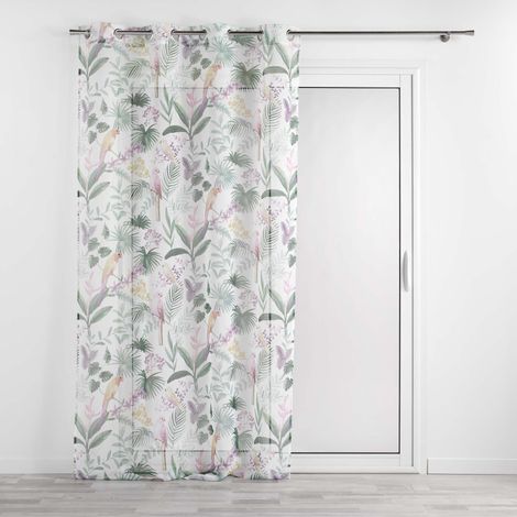 Homemaison – Voilage à œillets 140 x 240 cm – Voile sablé imprimé motifs forêt amazonienne – Prêt à poser avec œillets en métal (1/6)