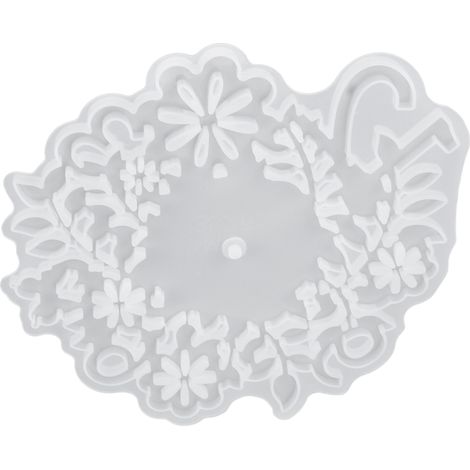 Moule en silicone blanc réutilisable en résine, motif feuille, cadran d'horloge, pour la décoration intérieure et les cadeaux faits main. (1/5)