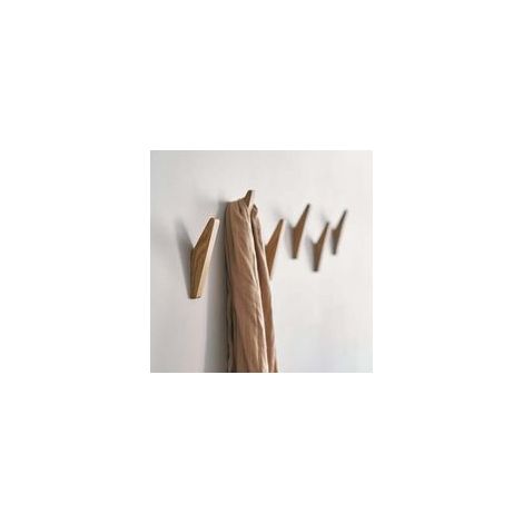 Lot de 4 patères en bois de hêtre naturel Support mural pour chapeaux et serviettes Finition rustique moderne Charge max 5kg (1/5)