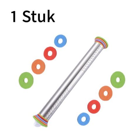 Mattarello, spessore regolabile, con scala graduata, 43 cm, acciaio inox, multicolore (1/5)