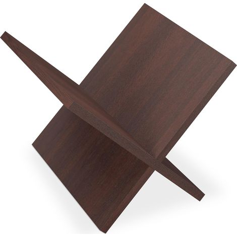Revistero de nogal, revistero con diseño en X, estilo moderno, soporte en forma de V para sala de estar, estante de pared para TV, estante de pared para dormitorio, estante de pared, separador de pare (1/5)