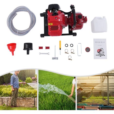 Senderpick – Pompe à eau à essence 2 temps 1 pouce 2 HP – Débit 10m³/h – Hauteur de levée 30m – Moteur 1250W pour irrigation efficace (1/5)
