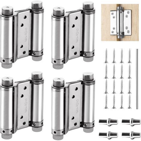 Set mit 4 Edelstahl-Drehtürbändern – 120 mm – Drehtürbeschläge – Selbstschließend – Tragkraft 10 kg – Federbelastetes Scharnier für Drehtüren (1/5)