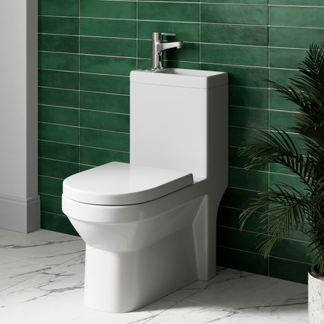 2 in 1 Toilet Basin Combo Combined Toilet and Sink Space Saving Cloakroom Unit (1/5)