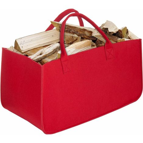 Sac en Feutre 50 x 25 x 25 cm avec Poignée pour le Transport de Bois, Jouets, Journaux, Faire du Shopping, etc. Rouge (1/5)