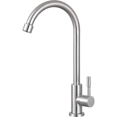 Robinet de cuisine froide simple, lavabo en acier inoxydable, évier, piscine à linge, purificateur d'eau (tuyau d'eau non inclus) (1/4)