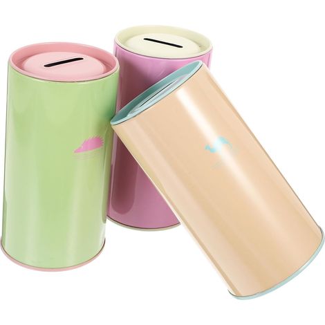 Multicolore Fer-Blanc Ronde Tirelire 3 Pièces (1/5)