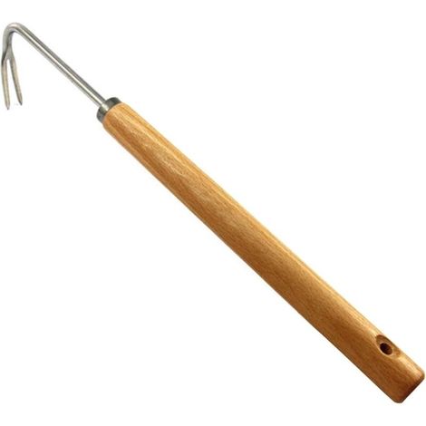 Attrezzo da giardino in legno di faggio con denti appuntiti, attrezzo da giardino, zappa, attrezzatura da giardino, acciaio inossidabile, fuso in un unico pezzo (Tipo V)