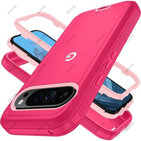 (Rose, Google Pixel 11 Pro XL) Étui de protection antichoc de qualité militaire, étui rigide renforcé résistant aux chutes. (1/5)