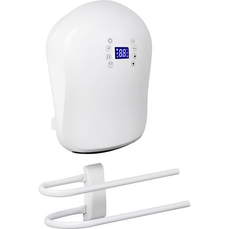 Sèche-Serviettes Soufflant Électrique 2000 W – Double Barre Porte-Serviettes Indépendante – Chauffage Rapide – Thermostat Électronique – Minuterie 24h – IP24 – Salle de Bain (1/4)