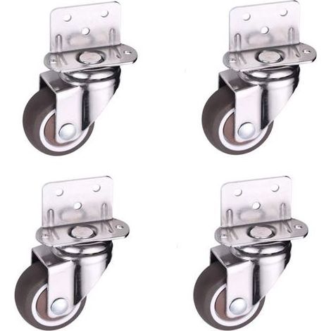 4 pièces Petite roulettes pivotantes, 25mm roulette pour meuble, roulette en L pour lit de bébé, armoire, meubles, table, capacité de chargement 11kg par roue (1/4)