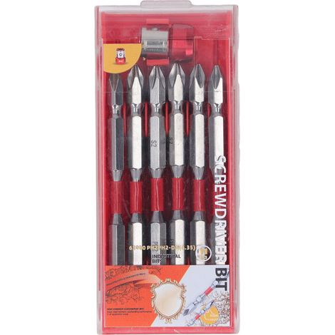 Set de 6 embouts magnétiques croisés en acier allié, résistant à la rouille et à l'usure, 1/4in pour visseuse électrique industrielle, longueur 100mm (1/5)