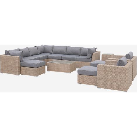 Conjunto de jardín de resina tejida, 12 a 14 plazas