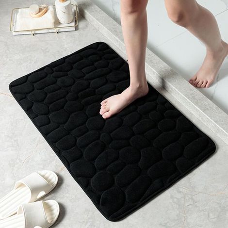 Tapis de salle de bain - Motif galets - Anti-glisse sur carrelage - 40 x 60 cm, noir (1/5)
